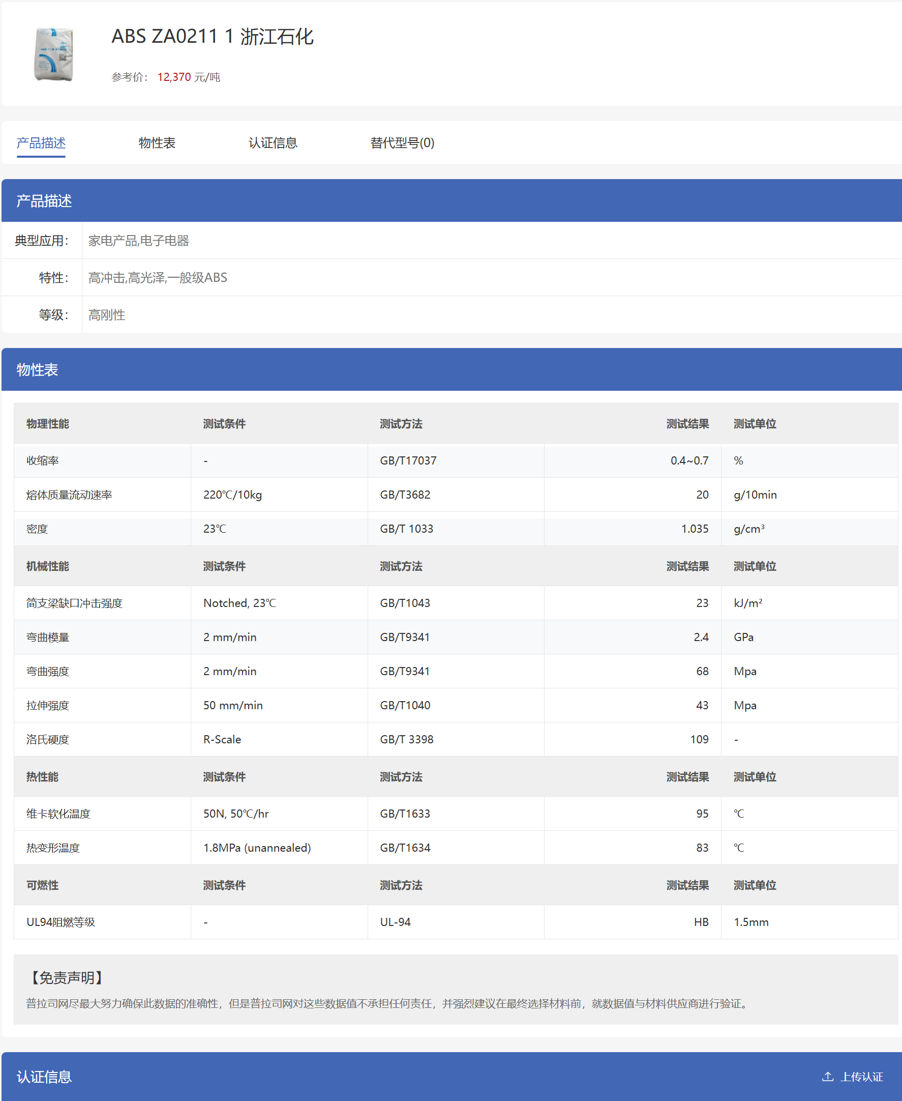 Zhejiang Petrochemical ZA0211datasheet